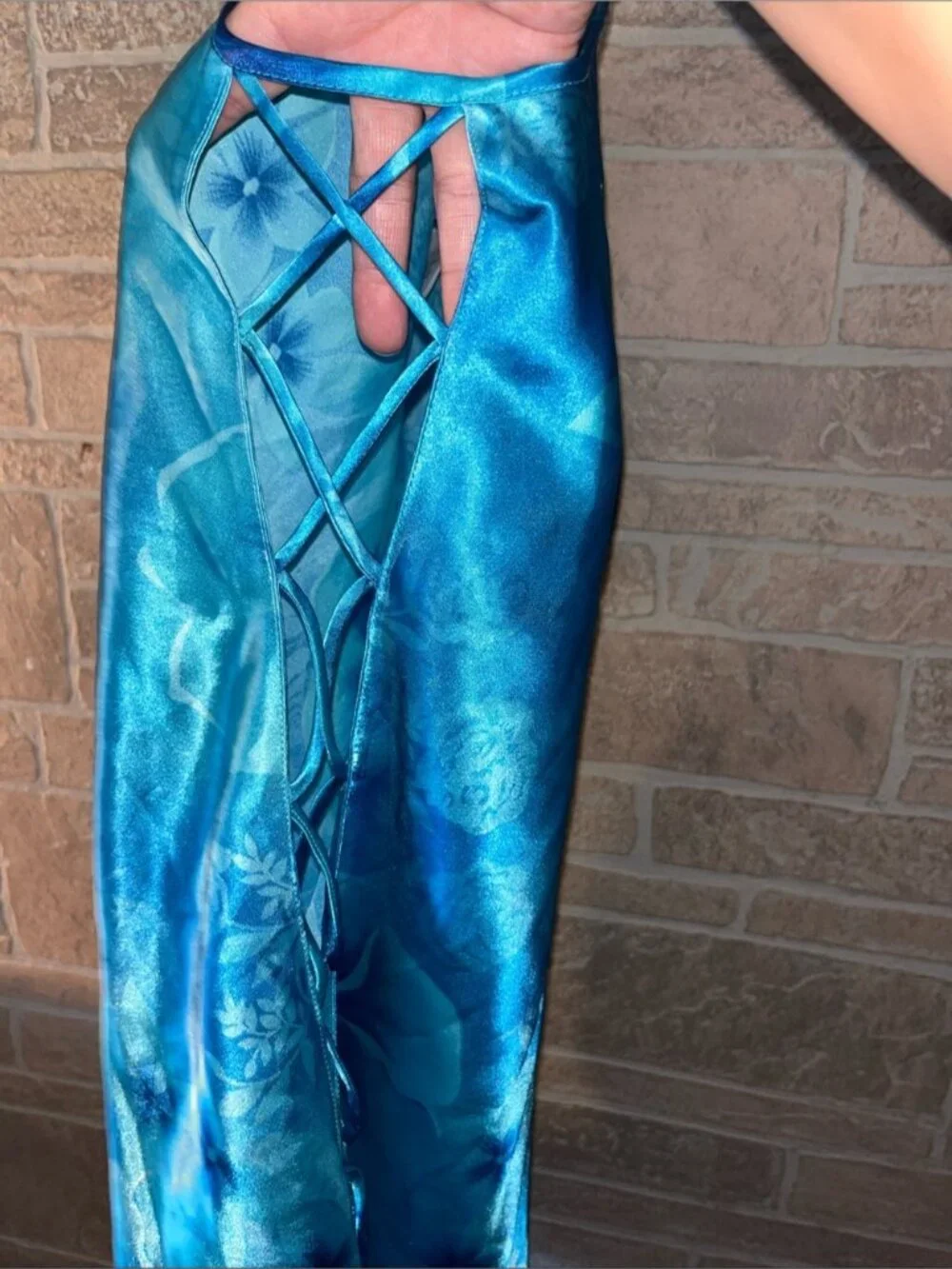 Secret Treasures Teal Floral Satin Slip